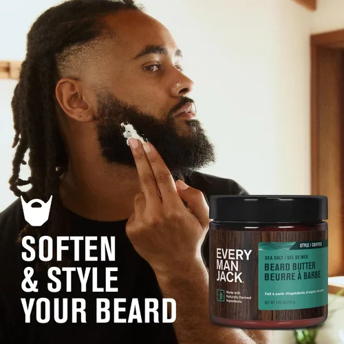 Vista 2 de Every Man Jack Crema para Barba - Sutil Fragancia de Sal Marina - Rejuvenece, Hidrata y Peina Barbas Secas e Indisciplinadas Mientras Alivia