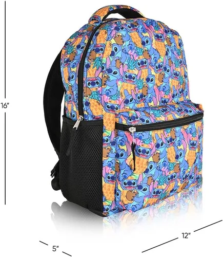 Vista 3 de Disney Mochila Lilo and Stitch Niñas Niños Adolescentes y Adultos Producto oficial Azul claro talla única Mochilas tradicionales