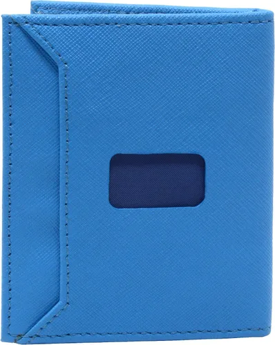 Vista 3 de Alpine Swiss Cartera de doble diamante RFID para tarjetas de visita, Crosshatch Aqua, Classic