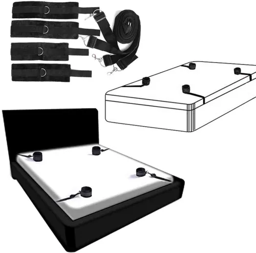 Vista 3 de Correas de cama Bonage para cama Queen, correas de amarre sexuales, sujetadores de cama tamaño King, juego de adultos para tobillo y muñeca, bandas