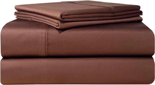 Vista 3 de Pointehaven Juego de sábanas y fundas de almohada de 100 % algodón suave, tejido satinado de 500 hilos, se adapta a colchones de 21 pulgadas