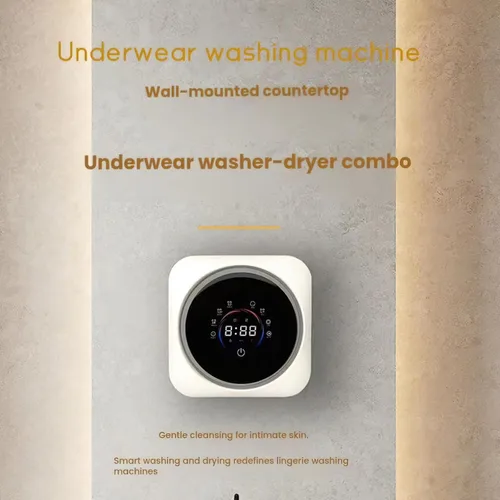 Vista 4 de Mini lavadora y secadora inteligente para montaje en pared, lavadora automática con pantalla digital, diseño compacto de encimera para lencería