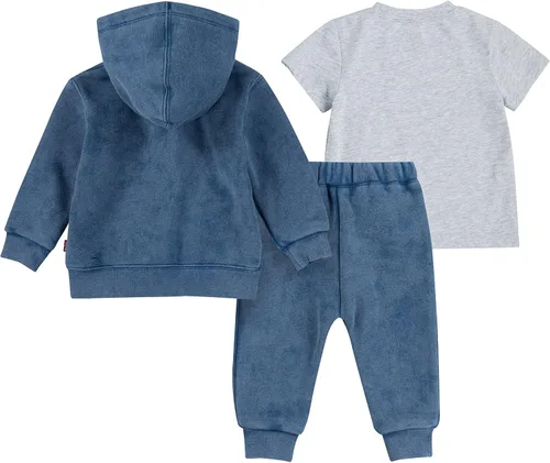 Vista 2 de Levi's Conjunto de 3 piezas de camiseta y sudadera con diseño gráfico para bebés