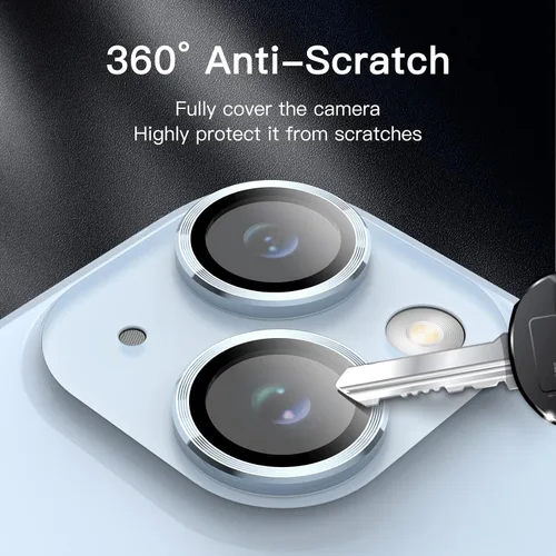 Vista 5 de JETech Protector de lente de cámara para iPhone 14 de 6.1 pulgadas y iPhone 14 Plus de 6.7 pulgadas, cubierta de anillo individual de metal de Azul