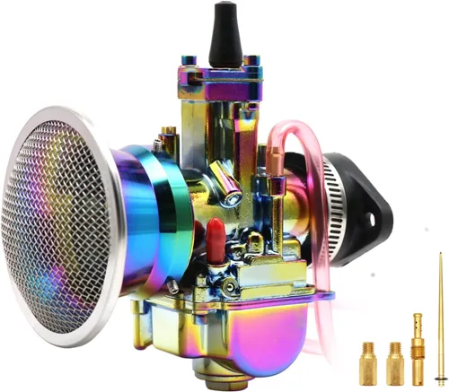 Vista 2 de Colorido PWK - Kit de carburador de 0.827 in con filtro de aire y colector de admisión, ajuste universal para motores de 50 cc a 100 cc 2T 4T motos