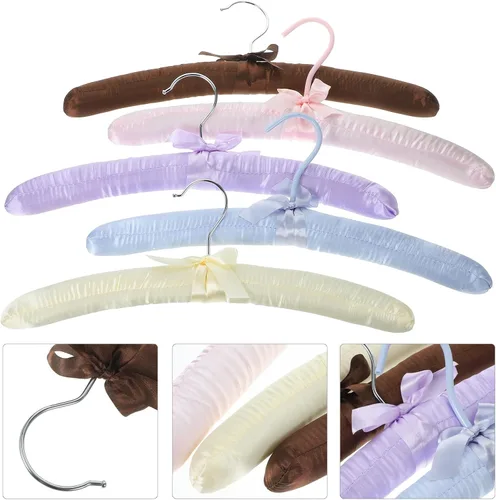 Vista 8 de 5 perchas acolchadas de satén antideslizantes para ropa, perchas para suéteres, perchas para vestidos de boda, perchas para vestidos de boda