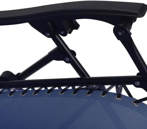 Vista 7 de Sillón de gravedad cero para exteriores con almohada y bandeja de utilidad, reclinable plegable para patio y playa (azul marino)