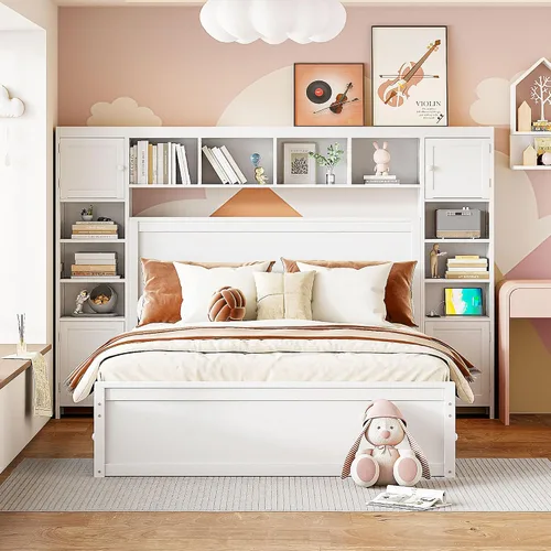 Vista 19 de Harper & Bright Designs Cama de plataforma de madera tamaño individual con cajones de almacenamiento para ahorrar espacio, marco de cama vintage