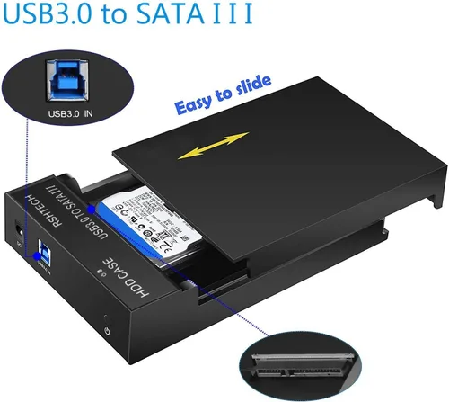Vista 9 de RSHTECH Caja de disco duro SATA de aluminio de 3,5 pulgadas+caja de disco duro externo RSHTECH de 3,5 pulgadas USB 3.0 a SATA