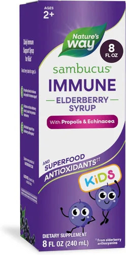 Vista 10 de Nature's Way Sambucus - Jarabe inmunológico de saúco para niños con equinácea y propóleos, apoyo inmunológico*, sabor a bayas, 4 onzas líquidas