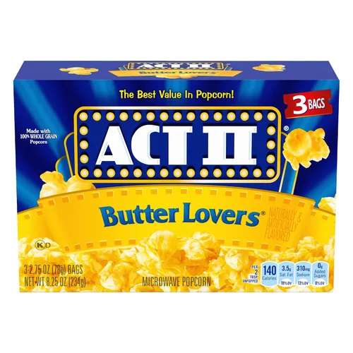 Vista 9 de ACT II Palomitas de maíz con mantequilla para microondas, suministros para noche de cine, 2.75 oz., bolsas de 6 unidades (paquete de 6)