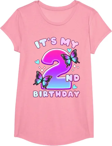 Vista 36 de Camiseta de 2º cumpleaños para niña de 2 años con mariposas y número 2 Negro