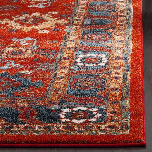 Vista 4 de SAFAVIEH Vintage Hamadan Collection - Alfombra de área de 2 pies 3 pulgadas x 4 pies, naranja y azul, diseño tradicional persa, no desprende pelusa