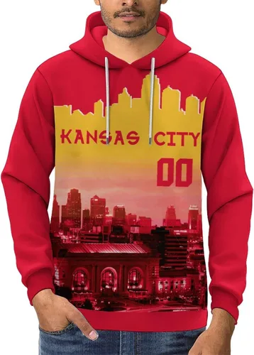 Vista 100 de Custom Football Hoodies City Night Skyline Personalized Sweatshirt Name Number Fan Gift Pullover for Men Women Youth