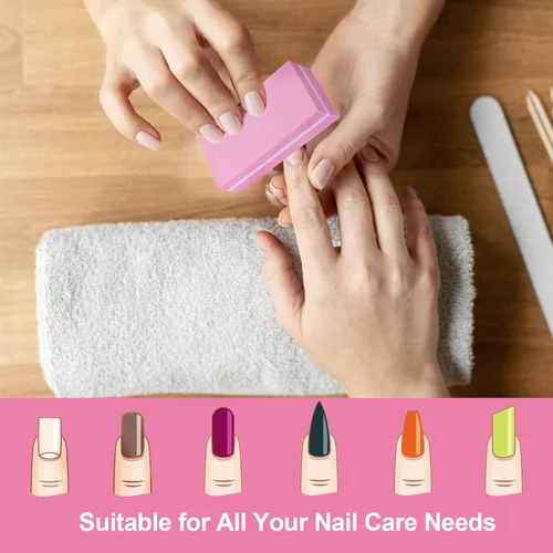 Vista 2 de Juego de pulidor de uñas profesional rosa, 30 piezas, uñas acrílicas y naturales, bloques de tampón de grano 100/180