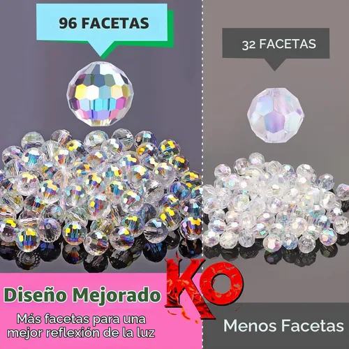 Vista 4 de Crystal Glass Beads for Jewelry Making, 80 Pcs Faceted Beads, 10 mm, AB AB-80