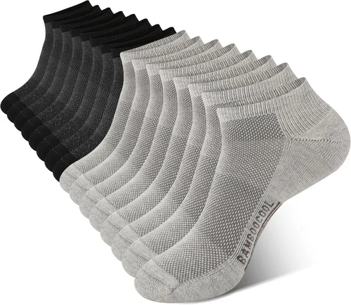 Vista 35 de BAMBOO COOL Calcetines atléticos de tobillo para hombre con acolchado y absorción de humedad, calcetines de malla para correr de corte bajo