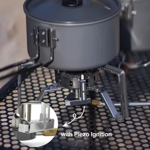 Vista 2 de Fire-Maple FMS-125 PRO - Estufa de gas compacta de alta potencia para mochilero con llama resistente al viento, diseño desmontable estable