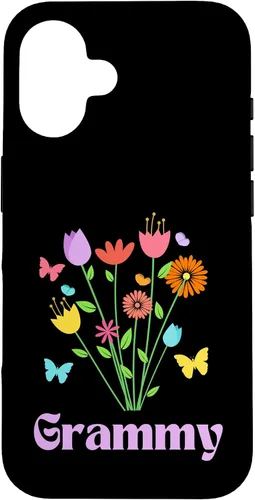 Vista 31 de iPhone 12/12 Pro Grammy Grandma Spring Flowers Pretty Tulips Butterfly Pink Case