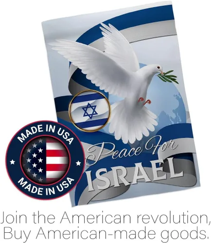 Vista 5 de Israel Flag Paz para Israel para colgar en la pared, hogar, porche, dormitorio, residencial, bandera de Israel, para campamento al aire libre