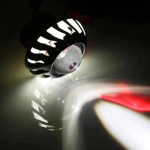Vista 4 de Faros LED para motocicleta, bombilla para faros delanteros de motocicleta, lente de proyector LED, halo único, ángel, diablo, luz de punto de luz
