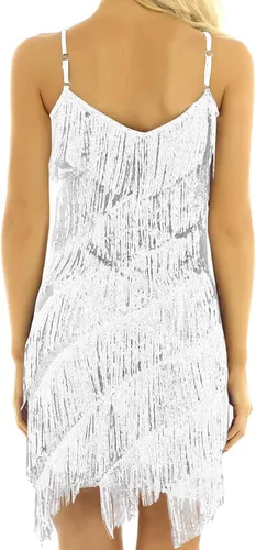 Vista 6 de New Years Eve Dress Solid Color Sleeveless Sequins Concert Halter Tassel Style Dress Dress Women's Cocktail Dresses