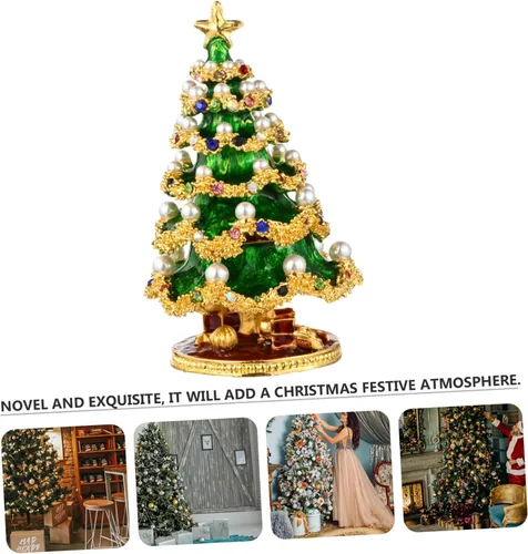 Vista 6 de EXCEART Caja de joyería de 3 piezas para guardar anillos, caja de joyería para árbol de Navidad, organizador de joyas, escritorio, árbol de Navidad