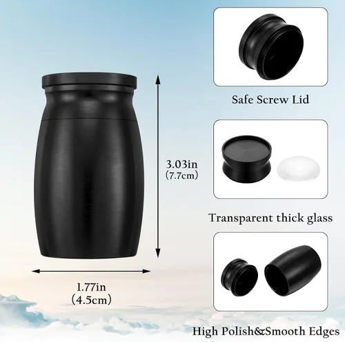 Vista 4 de Urnas pequeñas personalizadas para cenizas humanas, mini urnas de cremación para cenizas de aluminio, soporte para cenizas de aluminio, resistente