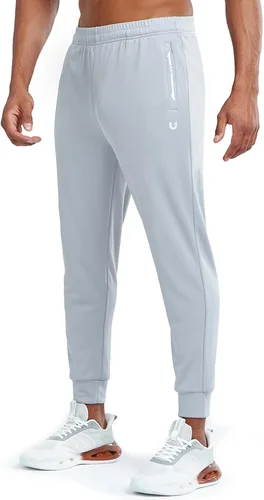 Vista 2 de NORTHYARD Pantalones deportivos para hombre con bolsillos con cremallera, pantalones deportivos de malla ligera y cónica para correr, gimnasio