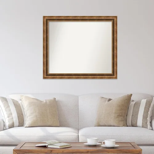 Vista 434 de Amanti Art Espejo de pared personalizado no biselado (25 x 25 pulgadas), marco de bronce acentuado, varios tamaños personalizados, espejo de baño