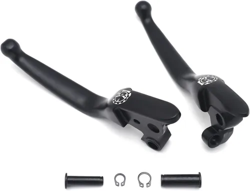 Vista 5 de HongK - Palanca de mano de embrague de freno de calavera negra para motocicleta compatible con H-D 08-13 Touring Trike 14-posterior FLHR