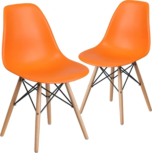 Vista 16 de Flash Furniture - Paquete de 2 sillas Elon Series de plástico negro con patas de madera