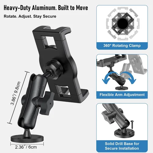 Vista 3 de Soporte industrial de la tableta para el camión y el vehículo, soporte resistente del iPad de la base del taladro Holder for Car, Adjustable