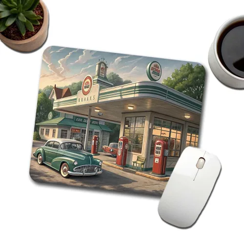 Vista 3 de Alfombrilla para mouse de perfil bajo Retro Americana Main Street de los años 50
