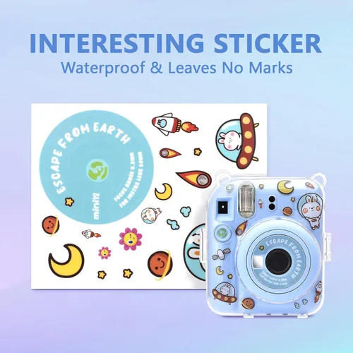 Vista 3 de Funda rígida transparente mejorada con adhesivo de bricolaje para cámara instantánea Fujifilm Instax Mini 12, funda transparente Instax Mini 12
