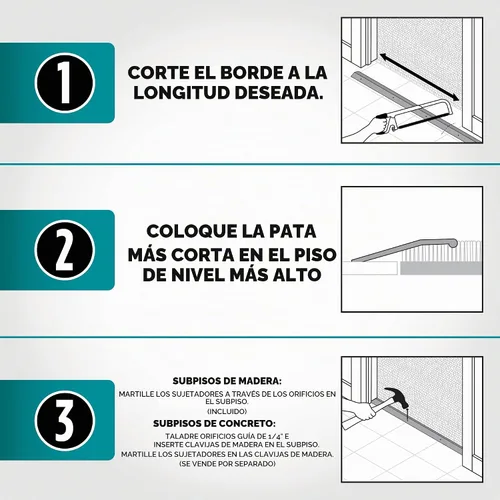 Vista 9 de MD - Moldura de alfombra de construcción, aluminio plateado, 7/8 pulgadas x