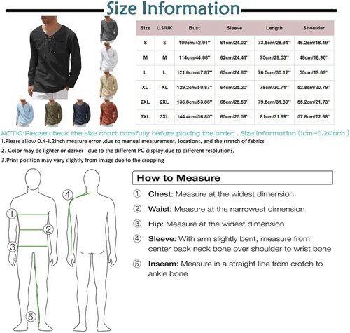 Vista 6 de DuDubaby Camisas casuales para hombre, sueltas, de moda, casuales, con cordones, manga larga, cuello en V, camisas de vestir para hombre