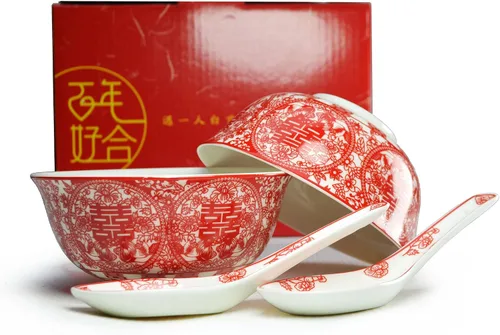 Vista 12 de Liang baobao Juego de 2 cucharas de té de boda chino, dragón de porcelana y fénix para adultos, hombres, mujeres, parejas, fiesta de boda