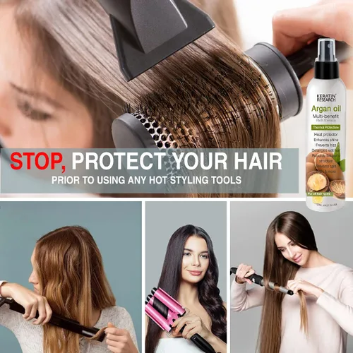 Vista 7 de KERATIN RESEARCH Tratamiento de queratina brasileña para alisar y alisar el cabello con protección térmica, aceite de argán, queratina queratina