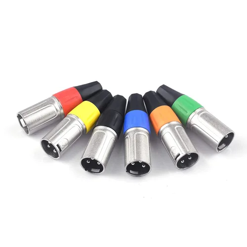Vista 5 de Conectores XLR, extremos XLR de 3 pines de colores, micrófono de audio macho/hembra micrófono DMX enchufe enchufe, niquelado, contactos plateados