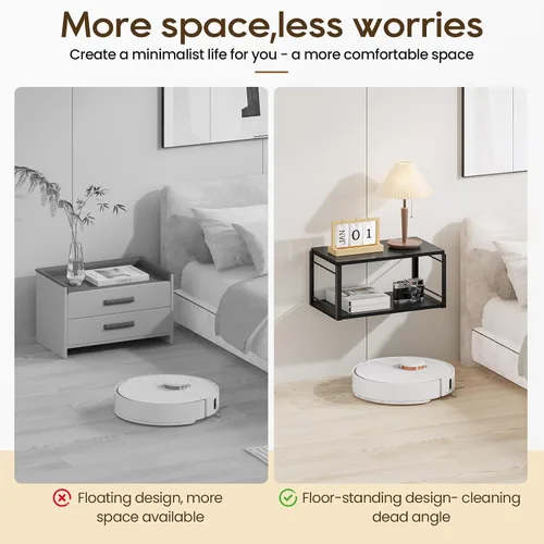 Vista 5 de Mesita de noche flotante, mesita de noche de madera, mesita de noche flotante para dormitorio, sala de estar, baño, cocina, oficina (negro)