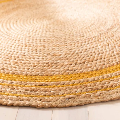 Vista 4 de SAFAVIEH NF807B - Alfombra redonda de fibra natural, 3 pies, redonda, color beige y dorado, hecha a mano con encanto bohemio y trenzado de yute