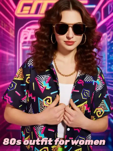 Vista 3 de Verceco Trajes de los años 80 y 90 para mujer, unisex, hip hop, accesorios de disfraz retro de los años 90, trajes de fiesta temática de los años