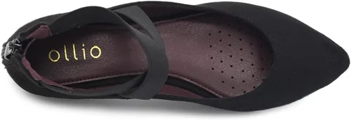 Vista 6 de Ollio Zapatos planos de ballet con correa elástica de gamuza sintética para mujer F167
