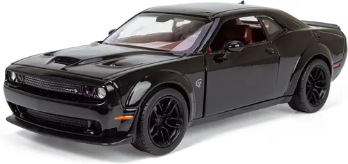 Vista 2 de All Star Toys 2018 Challenger SRT Hellcat Widebody Negro con interior rojo 1/24 Modelo de Diecast Motormax 79350 Edición Exclusiva