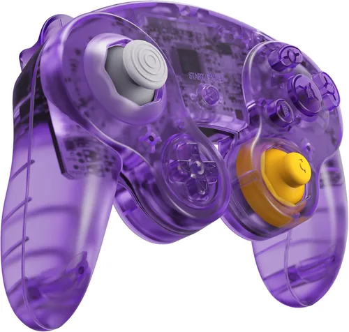 Vista 7 de eXtremeRate Placa trasera transparente color morado atómico para Nintendo GameCube, carcasa de repuesto personalizada con botones para controlador