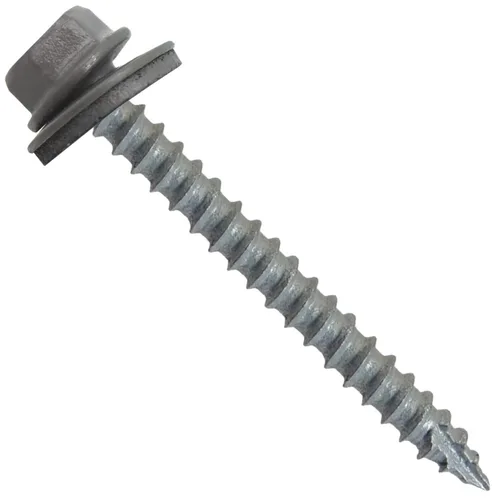 Vista 256 de TORNILLOS PARA TECHOS DE METAL #14: (250) Tornillos x 1" ABC GRIS Tornillo para techo de chapa metálica con cabeza hexagonal y arandela.