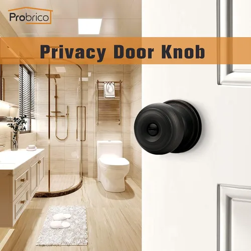 Vista 2 de Probrico - Pomo de puerta de bronce aceitado, perillas interiores de bronce para baño, perillas de privacidad para puerta de dormitorio con Bronce