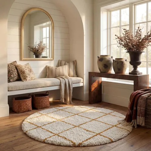 Vista 99 de SAFAVIEH Hudson Shag Collection - Alfombra decorativa de 2 x 3 pies, color beige y marfil, diseño moderno de enrejado, no desprende pelusa