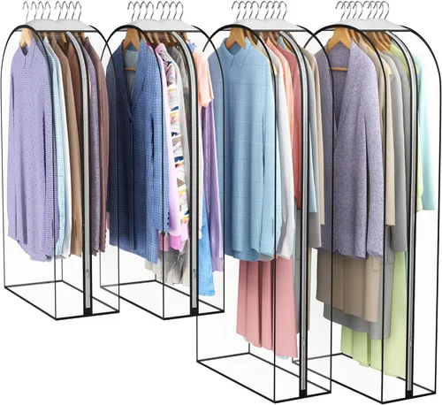 Vista 19 de Liuoud Bolsa Transparente para Colgar Ropa de 10" con Fuelle, Bolsas para Trajes de 32" para Almacenamiento de Closet Abierto, Cubierta de Ropa